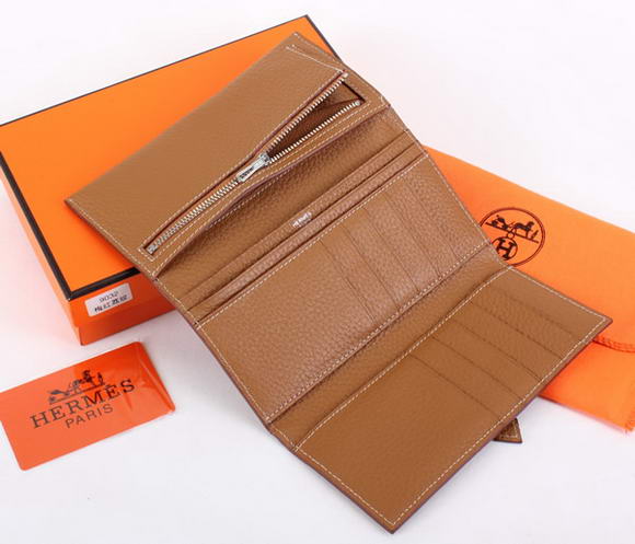 Cheap Fake Hermes Bearn Japonaise Tri-Fold Wallet A308 Coffee